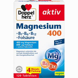 Doppelherz Magnesium 400+ B1 + B6 + B12 + Folsäure Tabletten  120 Stück - ab 10,85 €