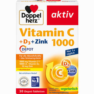 Doppelherz Vitamin C 1000+ D3+ Zink Depot 30 Stück - ab 4,23 &euro;