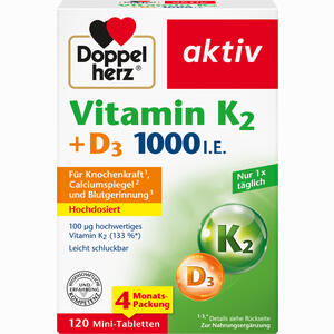 Doppelherz Vitamin K2 + D3 1000 I. E.  120 Stück - ab 10,97 €
