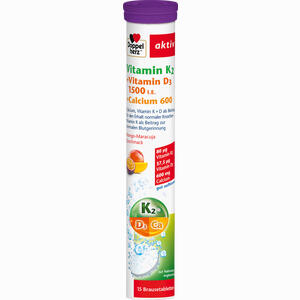 Doppelherz Vitamin K2 + Vitamin D3 1.500 I.e. + Calcium 600 Brausetabletten 15 Stück - ab 0,00 €