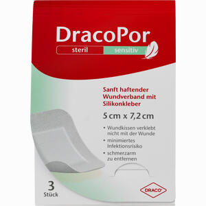 Dracopor Sensitiv 5x7. 2cm Steril mit Silikonkleber 3 Stück - ab 2,23 &euro;