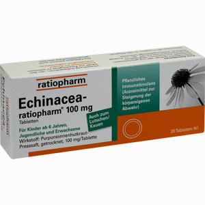 Abbildung von Echinacea- Ratiopharm 100mg Tabletten  20 Stück Abbildung von Echinacea- Ratiopharm 100mg Tabletten  20 Stück