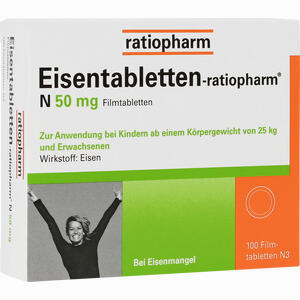 Eisentabletten- Ratiopharm N 50mg Filmtabletten  100 Stück - ab 0,00 €