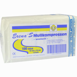 Erena Mullkompressen Unsteril 10 X 10cm 12- Fach  100 Stück - ab 0,00 &euro;