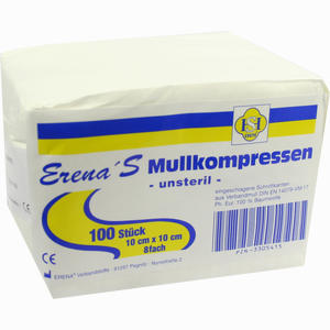 Erena Mullkompressen Unsteril 10 X 10cm 8- Fach  100 Stück - ab 6,68 €