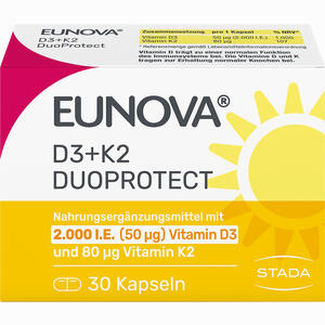 Eunova Duoprotect D3+k2 2000ie/80ug Kapseln 30 Stück Eunova Duoprotect D3+k2 2000ie/80ug Kapseln 30 Stück