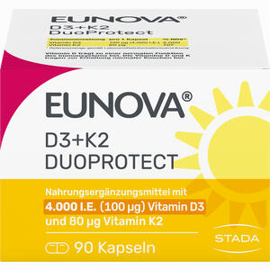 Eunova Duoprotect D3+k2 4000ie/80ug Kapseln 90 Stück Eunova Duoprotect D3+k2 4000ie/80ug Kapseln 90 Stück
