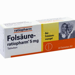 Folsäure- Ratiopharm 5mg Tabletten 20 Stück - ab 1,82 €
