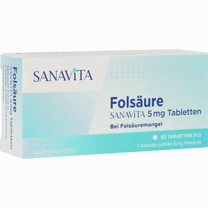 Folsäure Sanavita 5 Mg Tabletten  50 Stück - ab 4,27 €
