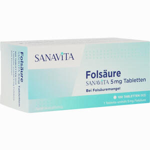 Folsäure Sanavita 5 Mg Tabletten  100 Stück - ab 8,27 €