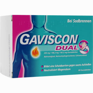 Gaviscon Dual 250mg/106,5mg/187,5mg Kautabletten  80 Stück