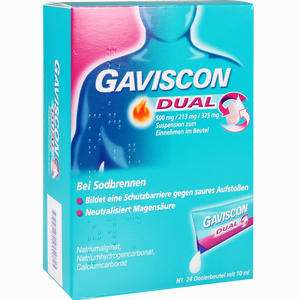 Gaviscon Dual 500mg/213mg/325mg Suspension  24 x 10 ml - ab 12,84 €