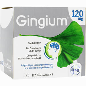 Abbildung von Gingium 120 Mg Filmtabletten  120 Stück Abbildung von Gingium 120 Mg Filmtabletten  120 Stück