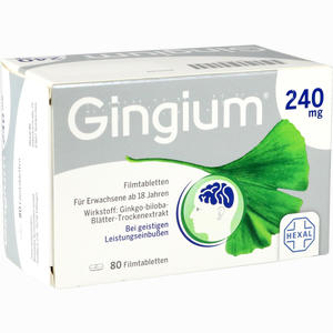 Gingium 240 Mg Filmtabletten  80 Stück Gingium 240 Mg Filmtabletten  80 Stück