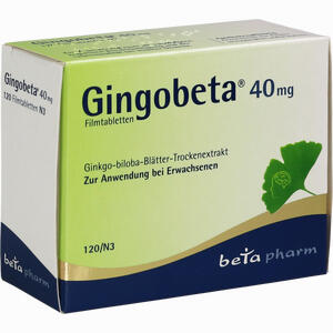Gingobeta 40 Mg Filmtabletten  120 Stück Gingobeta 40 Mg Filmtabletten  120 Stück