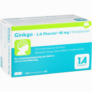 Ginkgo - 1 A Pharma 40 Mg Filmtabletten  120 Stück - ab 0,00 €
