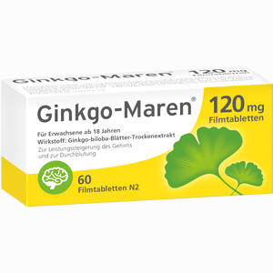 Abbildung von Ginkgo- Maren 120 Mg Filmtabletten  60 Stück Abbildung von Ginkgo- Maren 120 Mg Filmtabletten  60 Stück