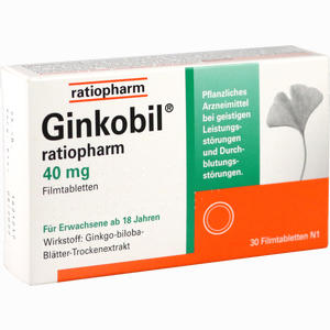 Ginkobil- Ratiopharm 40mg Filmtabletten  30 Stück Ginkobil- Ratiopharm 40mg Filmtabletten  30 Stück