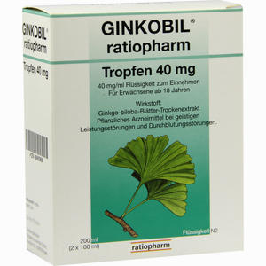 Abbildung von Ginkobil- Ratiopharm Tropfen 40mg  200 ml Abbildung von Ginkobil- Ratiopharm Tropfen 40mg  200 ml