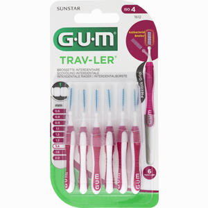 Gum Trav- Ler Pink Kerze 1.4mm Interdental+6 Kappen Zahnbürste 6 Stück - ab 3,85 €