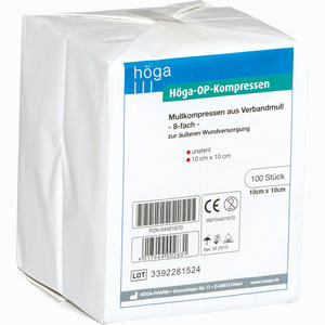 Höga Op- Kompressen Unsteril 8- Fach Gelegt 10x10cm  100 Stück - ab 10,86 €