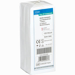 Höga Op- Kompressen Unsteril 8- Fach Gelegt 5x5cm  100 Stück - ab 4,90 €