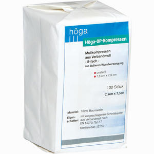 Höga Op- Kompressen Unsteril 8- Fach Gelegt 7,5x7,5cm  100 Stück - ab 7,57 €