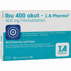 Ibu 400 Akut - 1a- Pharma Filmtabletten 30 Stück - ab 2,33 €