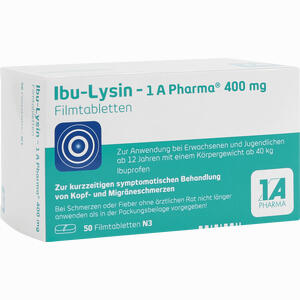 Ibu- Lysin - 1 A Pharma 400 Mg Filmtabletten 50 Stück - ab 6,68 €