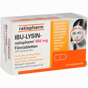 Ibu- Lysin- Ratiopharm 684mg Filmtabletten  50 Stück Ibu- Lysin- Ratiopharm 684mg Filmtabletten  50 Stück