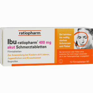 Abbildung von Ibu- Ratiopharm 400 Akut Schmerztabletten 10 Stück Abbildung von Ibu- Ratiopharm 400 Akut Schmerztabletten 10 Stück