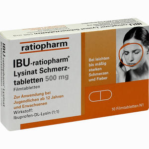 Ibu- Ratiopharm Lysinat Schmerztabletten 500mg Filmtabletten 10 Stück - ab 0,00 €