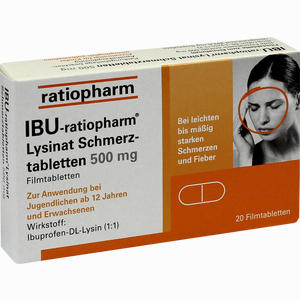 Abbildung von Ibu- Ratiopharm Lysinat Schmerztabletten 500mg Filmtabletten 20 Stück