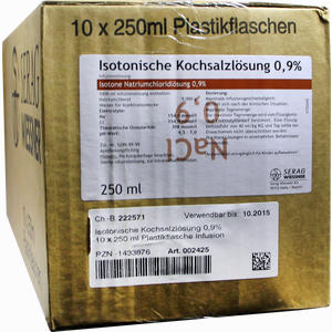 Kochsalz 0.9% Isoton Plastik Infusionslösung 10 x 250 ml - ab 22,00 &euro;
