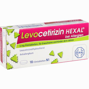 Levocetirizin Hexal bei Allergien 5mg Filmtabletten  18 Stück - ab 3,04 €