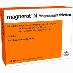 Abbildung von Magnerot N Magnesiumtabletten  100 Stück Abbildung von Magnerot N Magnesiumtabletten  100 Stück