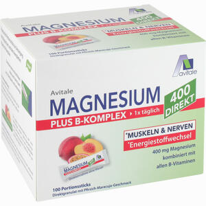 Magnesium 400+ B- Komplex Direkt Pfirsich- Maracuja 100 x 2.5 g - ab 17,65 &euro;