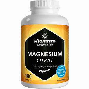Magnesiumcitrat 360mg Vegan Kapseln 180 Stück - ab 14,74 €