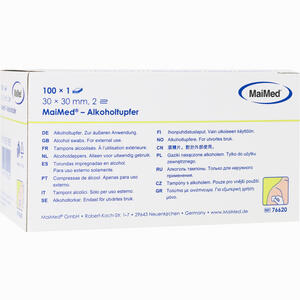 Maimed Alkoholtupfer 30x30mm. Weiß Aus Vlies  100 Stück - ab 1,85 €