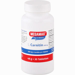 Megamax L- Carnitin 500mg Tabletten 30 Stück - ab 15,39 €