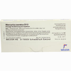 Mercurius Auratus D15 Ampullen 8 x 1 ml - ab 23,62 €