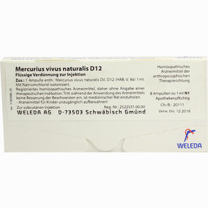 Mercurius Vivus Naturalis D12 Ampullen 8 x 1 ml - ab 23,62 €