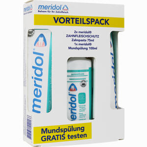Meridol Zahnpasta Vorteilspack + 100ml Spülung  2 x 75 ml - ab 0,00 €