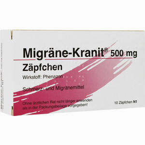 Abbildung von Migräne- Kranit 500mg Zäpfchen  10 Stück
