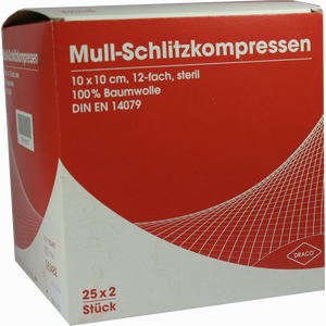 Mull- Schlitzkompressen 10x10cm 12- Fach Steril  25 Stück - ab 23,94 €