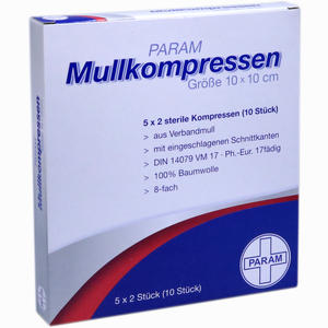 Mullkompr Ster 10x10 8f Param  5 Stück - ab 2,17 €