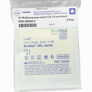 Mullkompr Ster 7. 5x7. 5 8f Param  5 Stück - ab 1,00 €