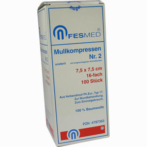 Mullkompresse Gr2 Unsteril 7.5x7.5 Es 16f Kompressen 100 Stück - ab 14,36 €