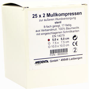 Mullkompressen 5 X 5xm Steril 8- Fach Gelegt  25 Stück - ab 2,65 €