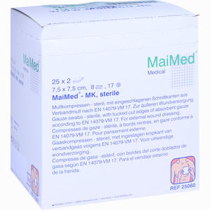 Mullkompressen 7.5x7.5cm 8- Fach Steril  25 x 2 Stück - ab 4,79 €